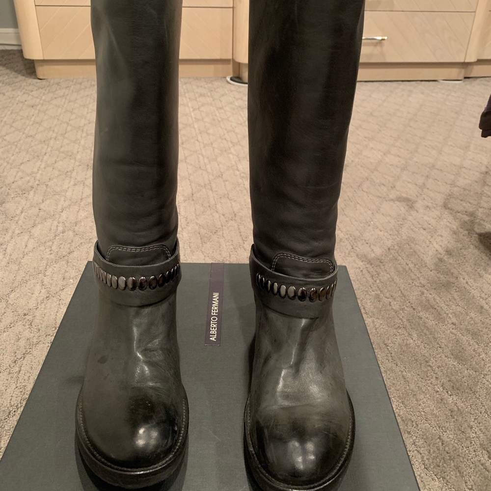 Alberto Fermani high grey leather boots